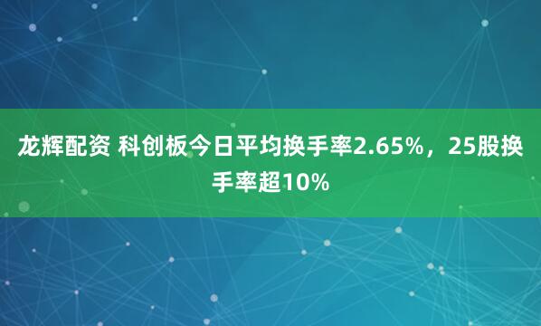 龙辉配资 科创板今日平均换手率2.65%，25股换手率超10%