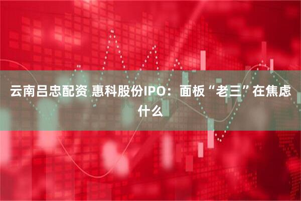 云南吕忠配资 惠科股份IPO：面板“老三”在焦虑什么